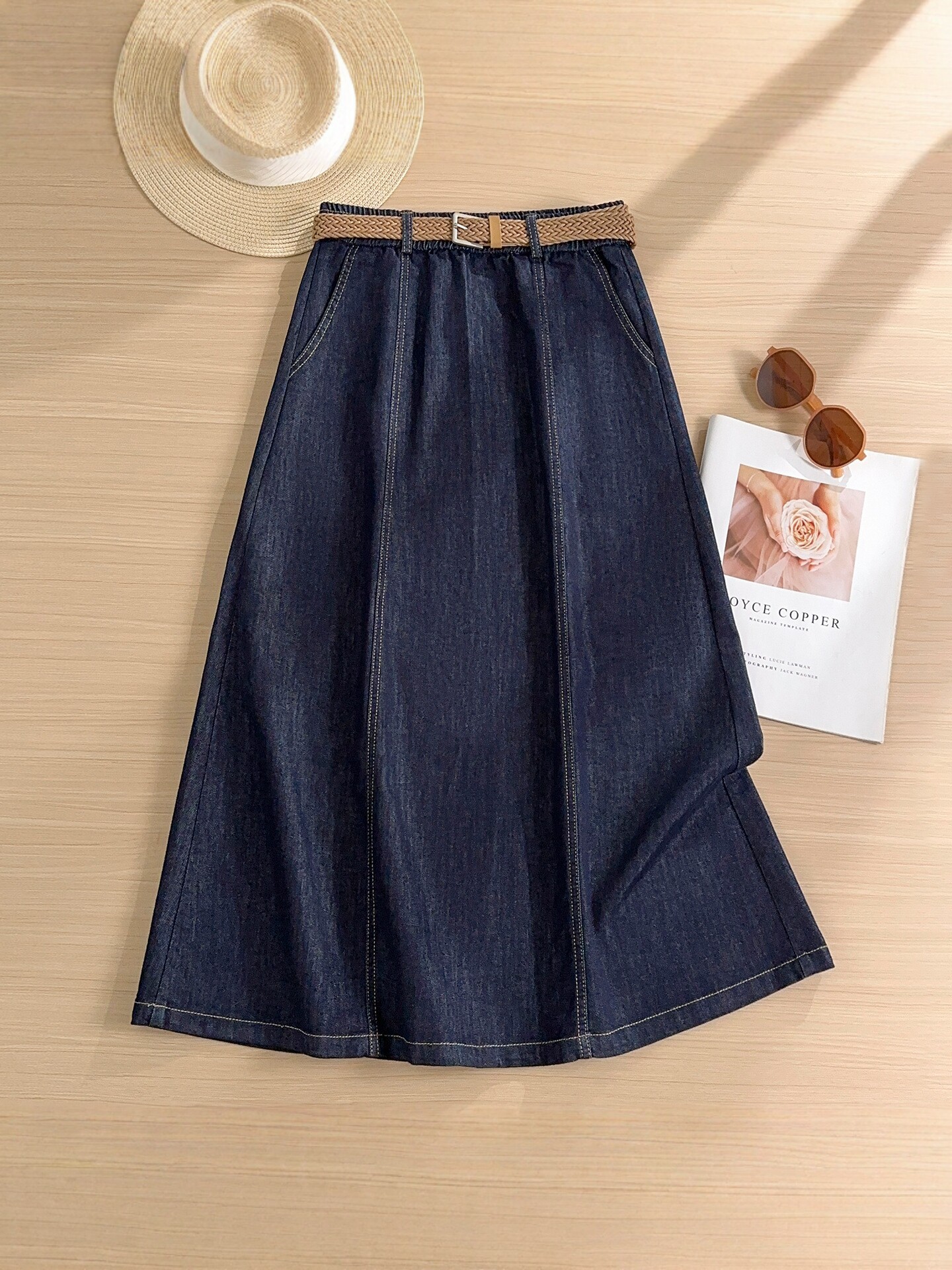 Retro summer denim skirt