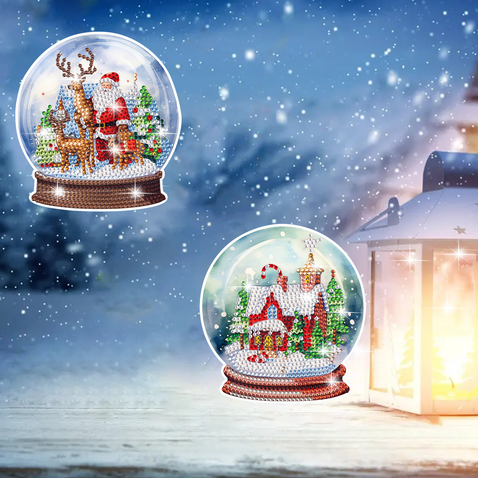 Nueva Navidad bola de cristal pegatinas diamante pintura gratis pegatinas DIY pegatinas de dibujos animados niños hechos a mano cristal brillante diamante