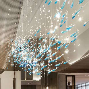 Creative Corridor Ceiling Hanging Ornaments Air Hanging Ornaments Shopping Mall Hotel Hall Decoration Sales Department Tea Restaurant Glass Fish