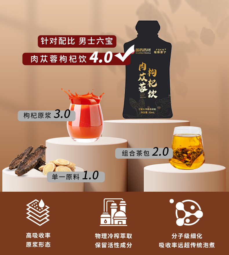 Cistanche and Goji Berry Juice Drink 300mL 10 Sachets Herbal Wellness Beverage quality and texture
