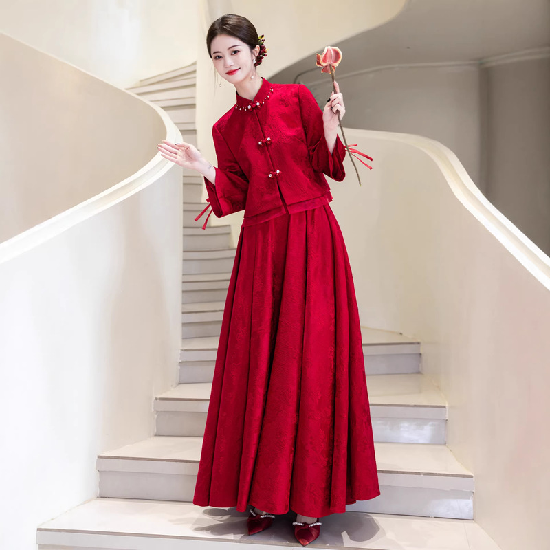 New Chinese-Style Xiuhe Wedding Dress, Red Toast Dress, 2026 New Model Bridal Wedding Gown, Petite Engagement Dress