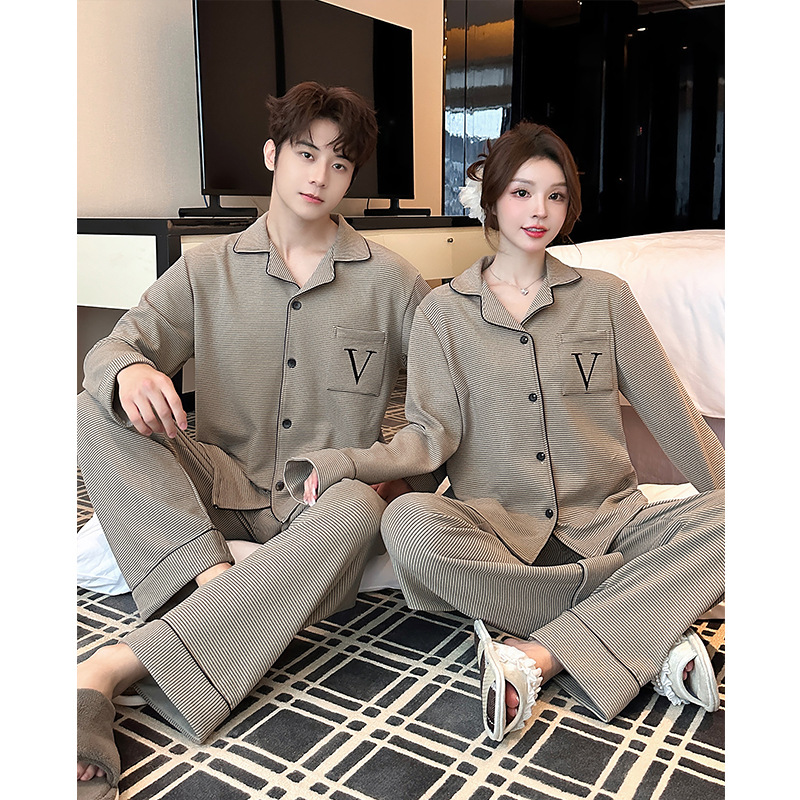 (2개) 커플의 긴 소매 DE RONG 홈웨어 세트