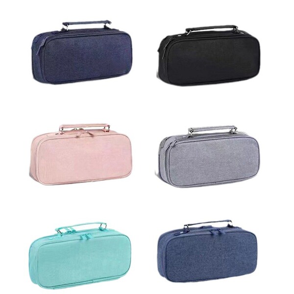 Capacious solid color handheld pencil case for students