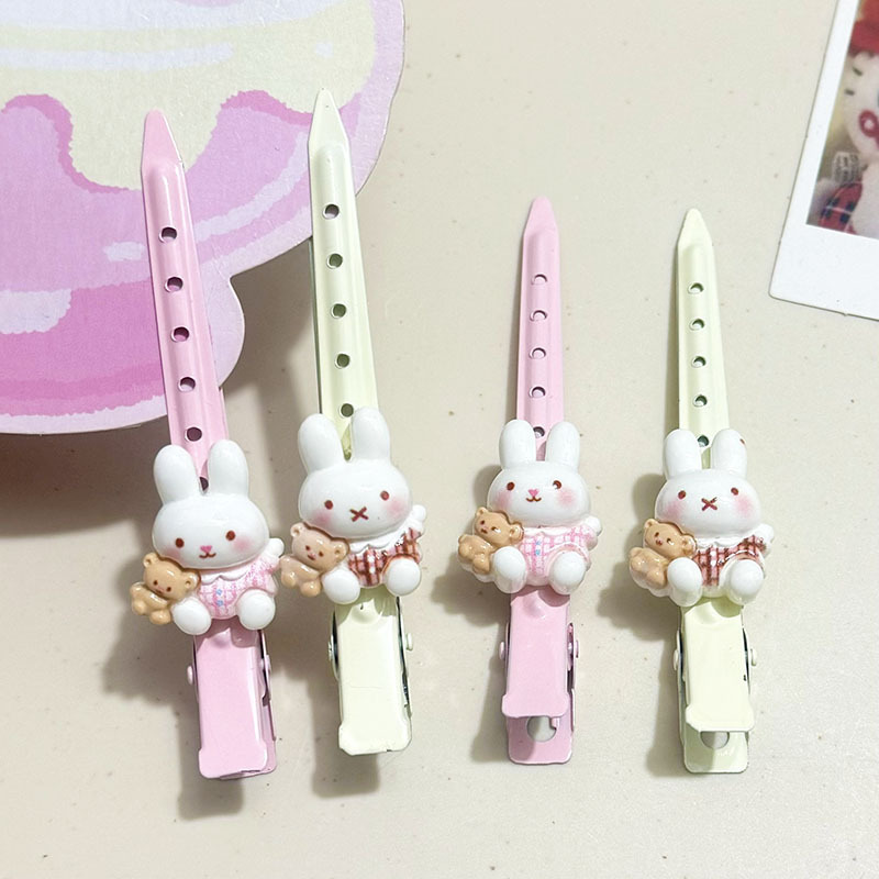 New Cartoon Rabbit Positioning Clip for Girls, Sweet One-Line Clip, Cute Student Side Bangs Clip, Hair Accessories Hairpin