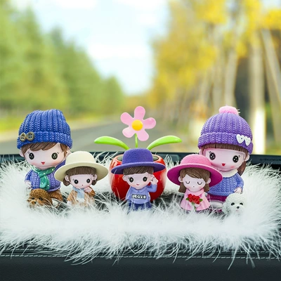 Car ornaments — Car Supplies, New Couple - scarf-couple-lele-mi-er-flower-round-hat-red-sun-flower-big-feather