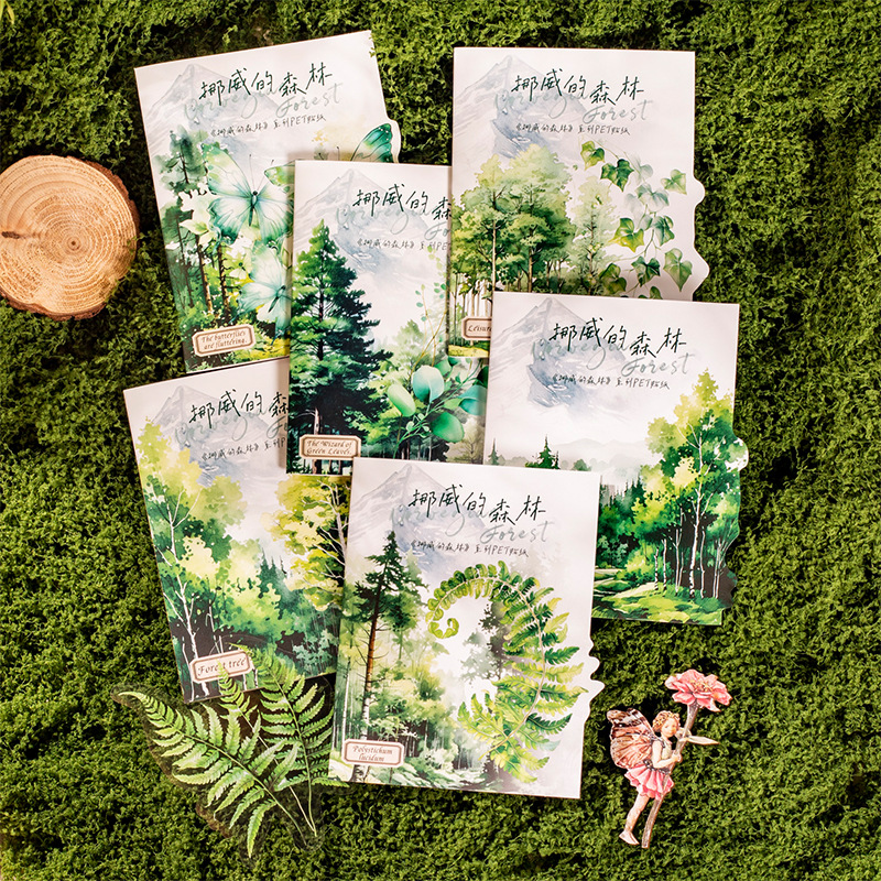 Ketchup Girl's Large Size PET Sticker Norwegian Forest Series Green Series Hand Account Decoration Imaging Collage