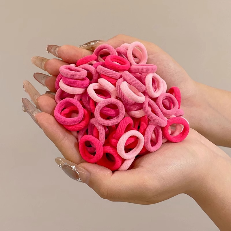 Anillo de cabello para niños de alta elasticidad para chicas de cola de caballo banda de goma trenzada cabello no lesionado cabello de bebé cuerda de cabeza red de cabello rojo cubierta de cuero