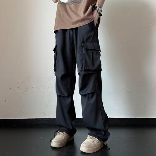 Overalls men's summer new high street ins trendy brand loose straight pants youth fashion drawstring casual pants