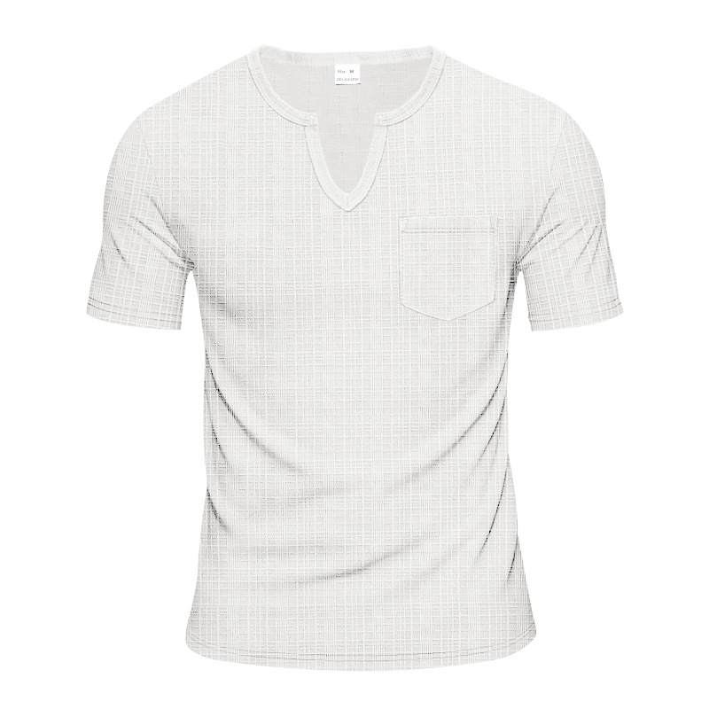 Camiseta hombre lino y bambú cuello en v verano transpirable_voghion.com