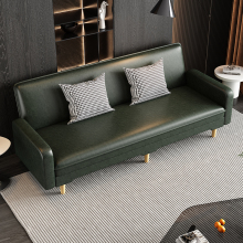 出租房可折叠两用沙发新款油蜡皮革布艺三人位小户型简易沙发床