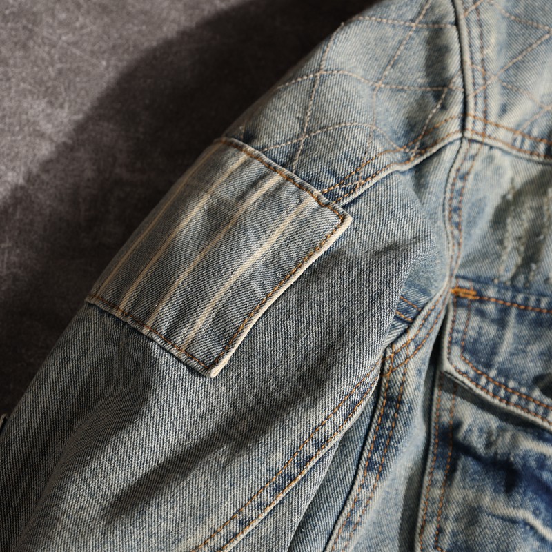 Men's Denim Jacket American Retro Embroidered Motorcycle Style_voghion.com