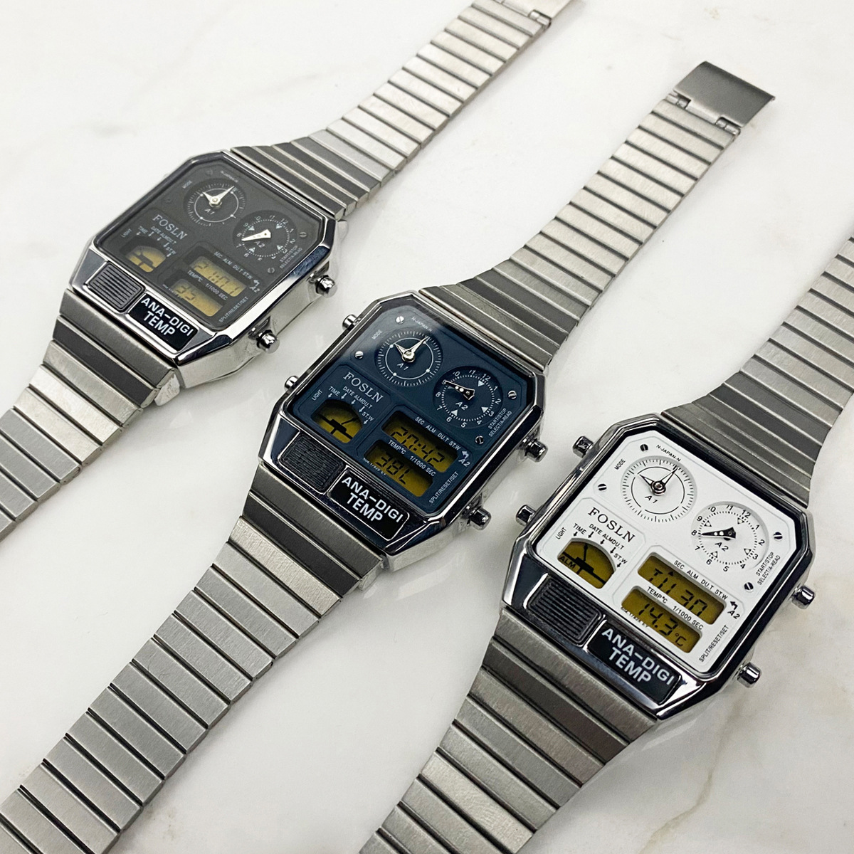 Fashionable and Versatile Couple Male and Female Student Watch Sports Waterproof Alarm Clock Thermometer Dual Display Digital Watch 1108