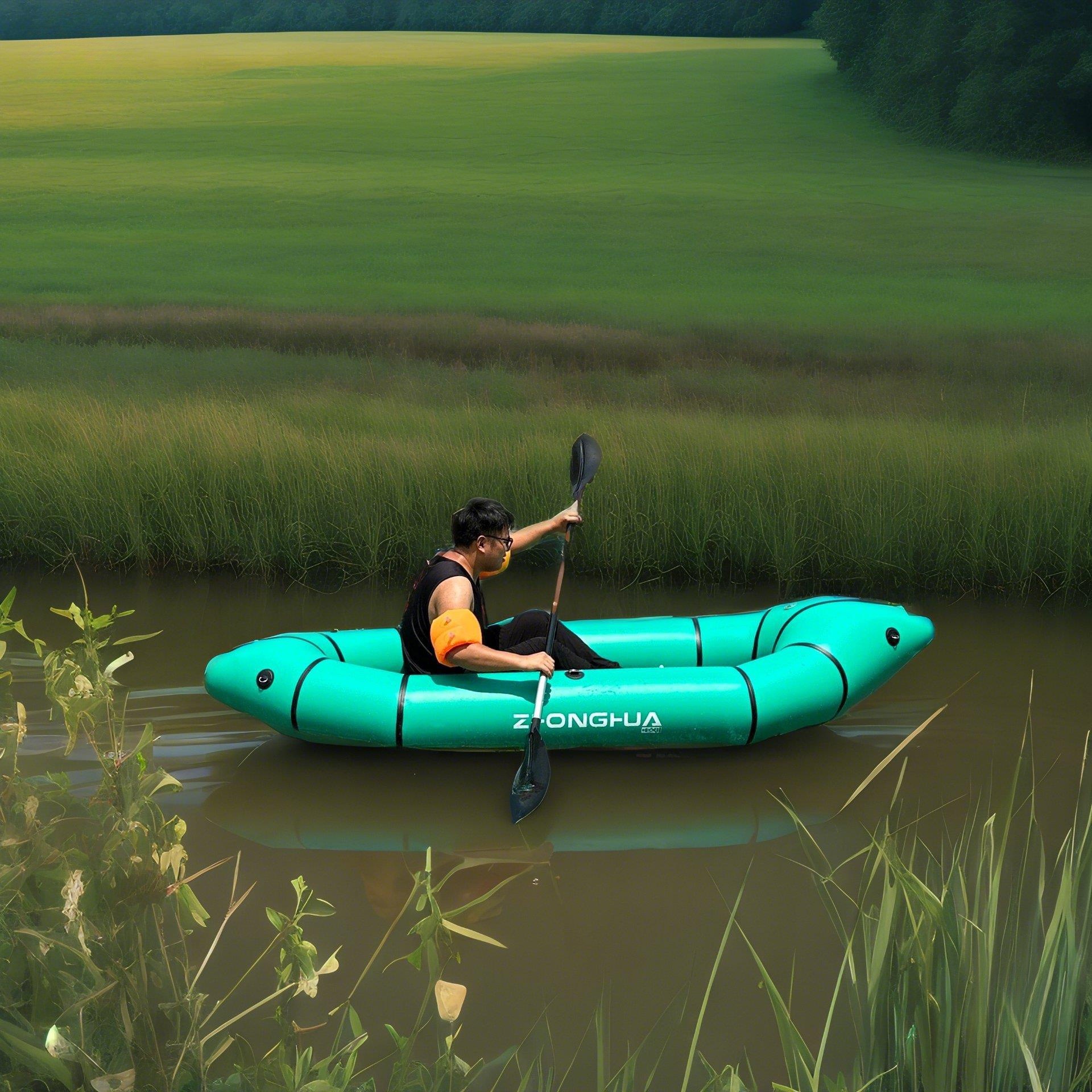 Kayak Backpack Rubber Boat Brushed Pvc Lightweight Hard Bottom Canoe Tpu Clip Mesh Rafting Boat Inflatable Rowing Boat