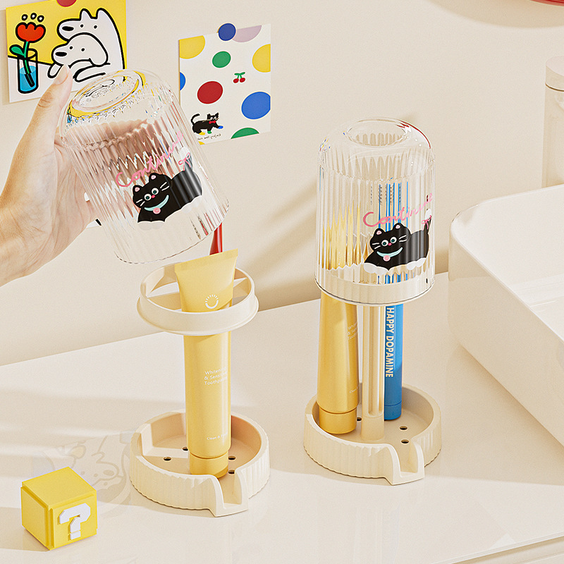 メーカー卸売バスルームパンチフリーマウスウォッシュカップ歯ブラシ収納キット多機能収納歯ブラシホルダー|undefined