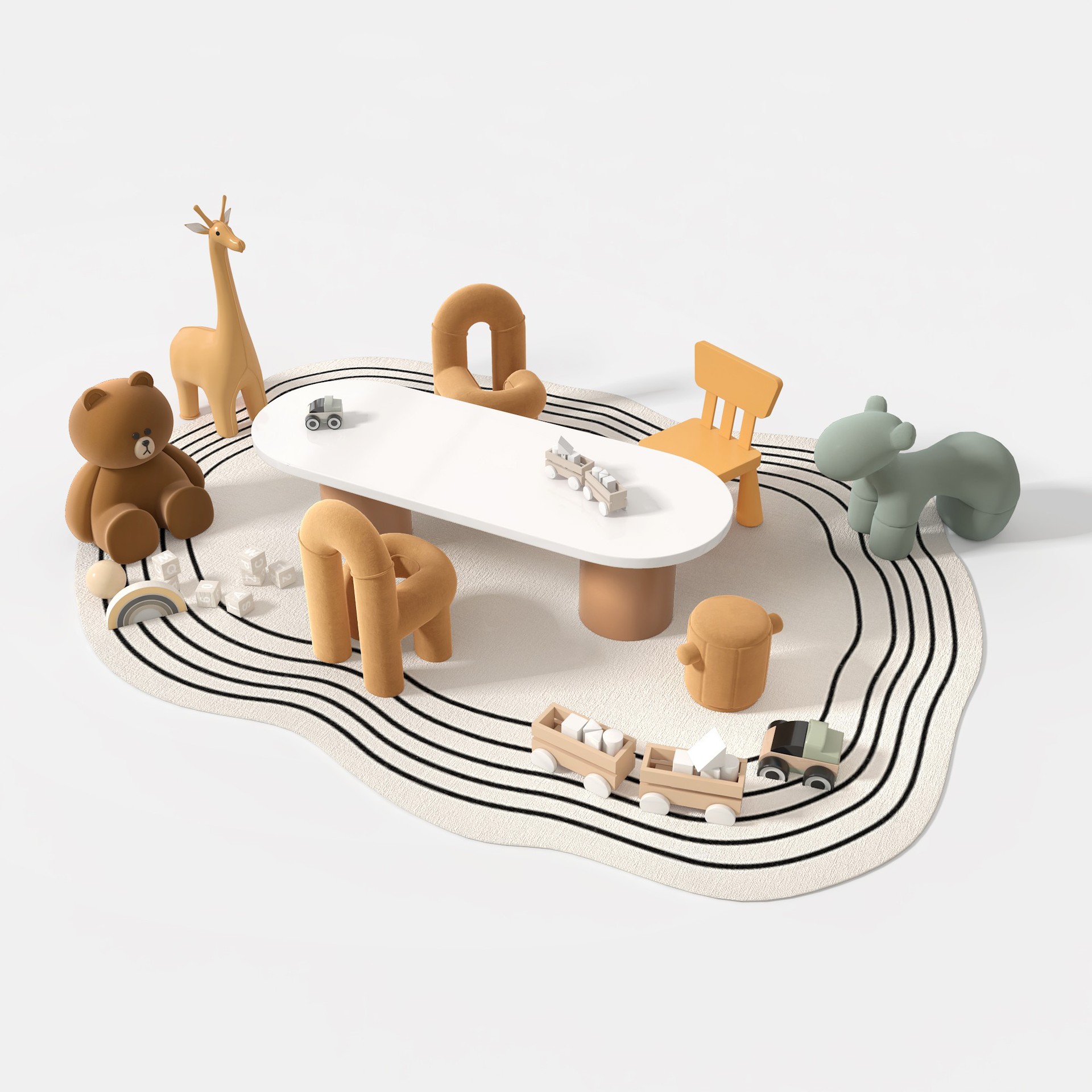 Sales Office Children's Area Table and Chair Combination Bookstore Kindergarten Learning Reading Painting Table Library Early Education Furniture