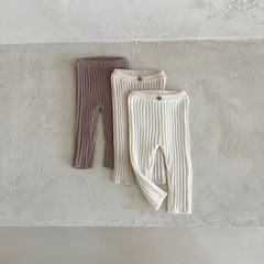 Korean version of ins infant and children's clothing autumn and winter children can wear at home with pit strip knitted leggings baby trendy children's pants