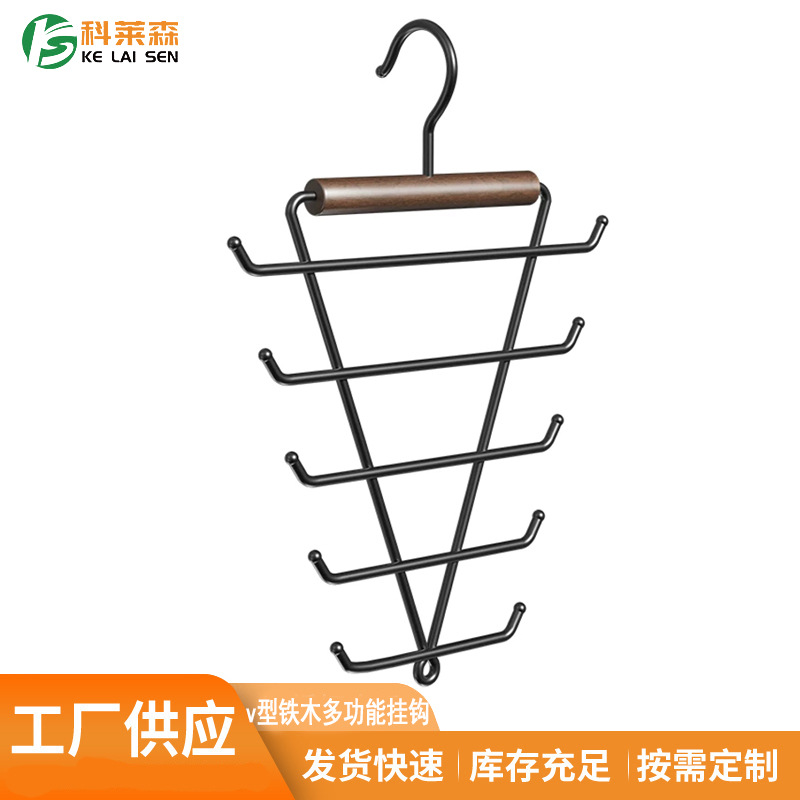 Cross-border vintage 10-hook storage rack, iron art scarf hanger, non-slip, non-marking tie rack, belt and bag home hanger