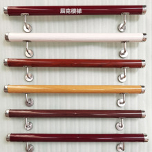 楼梯玻璃扶手实木生态木家用靠墙栏杆马蹄异形护栏扁铁高分子PVC