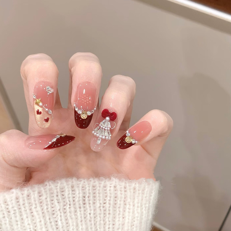 【Velvet Christmas】Purely Handmade Luxury Christmas Style Nail Tips, High-End Whitening Effect, 10-Piece Set 【Velvet Christmas】Purely Handmade Luxury Christmas Style Nail Tips, High-End Whitening Effect, 10-Piece Set