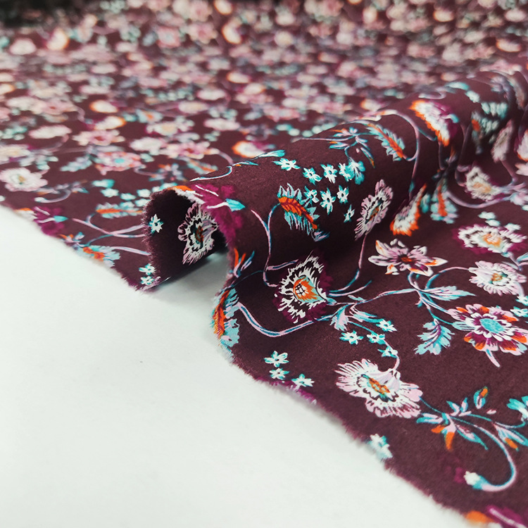 Tejido al por mayor plano flor tropical tela impresa floral 100% algodón tela impresa floral vestido