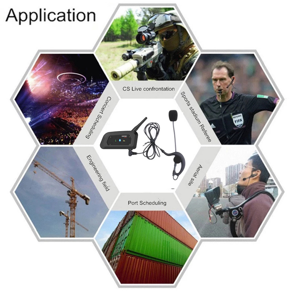 Neutral V6C Ear-Hook/In-Ear Football Referee Intercom Outdoor Work Intercom Headset Football Intercom