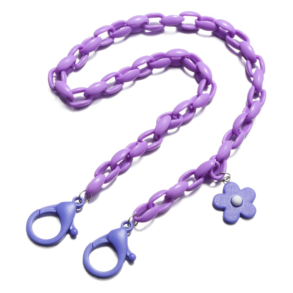 Korean Hot Sale Candy Color Contrast Acrylic Mask Chain Children Adult Universal Anti-Leak Flower Glasses Chain Anti-Lost Rope