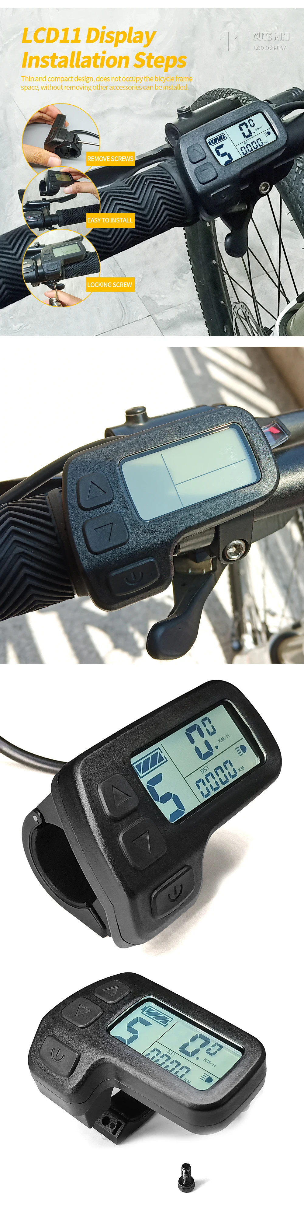Cross-Border Hot Selling Bicycle Modified Electric Assembly Kunteng Kt-Lcd11 Lcd Instrument/Sm Connector
