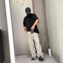 正确版本现货高品质BL家新款涂蜡重工牛仔长裤OS宽松版型男女同款