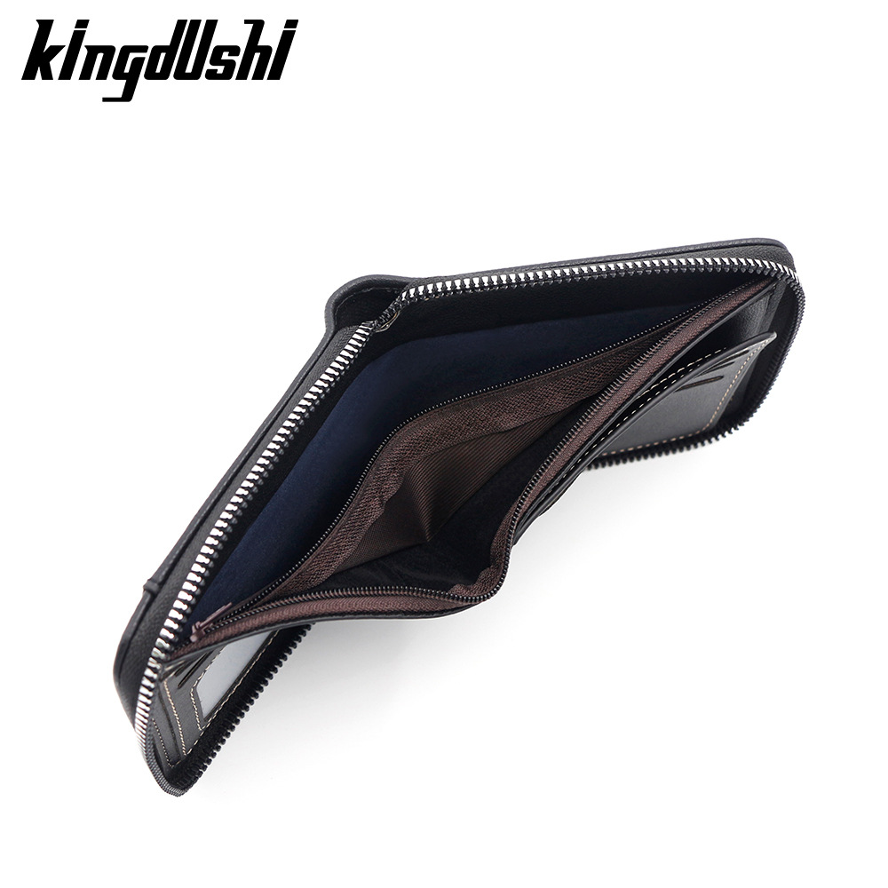 Cartera corta para hombre esmerilada retro europea y americana, bisagra de cadena, monedero triple, posición de tarjeta múltiple, billetera para hombre al por mayor