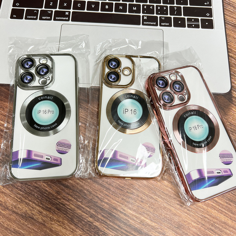 适用iPhone16Pro手机壳CD纹电镀13/14磁吸壳苹果17自带镜头膜软壳|undefined