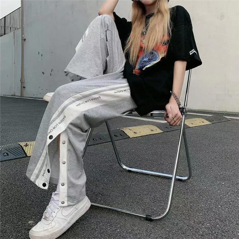 Casual Pants Women's Sports Harajuku Style Bf Trendy Loose All-match Ins Students Korean-style Breasted Pants Long Basketball Pants