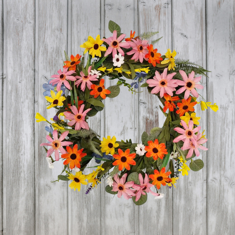 Girnalda artificial, girasol, margarita, decoración de la puerta, colgante de la sala de estar, decoración de la puerta, corona