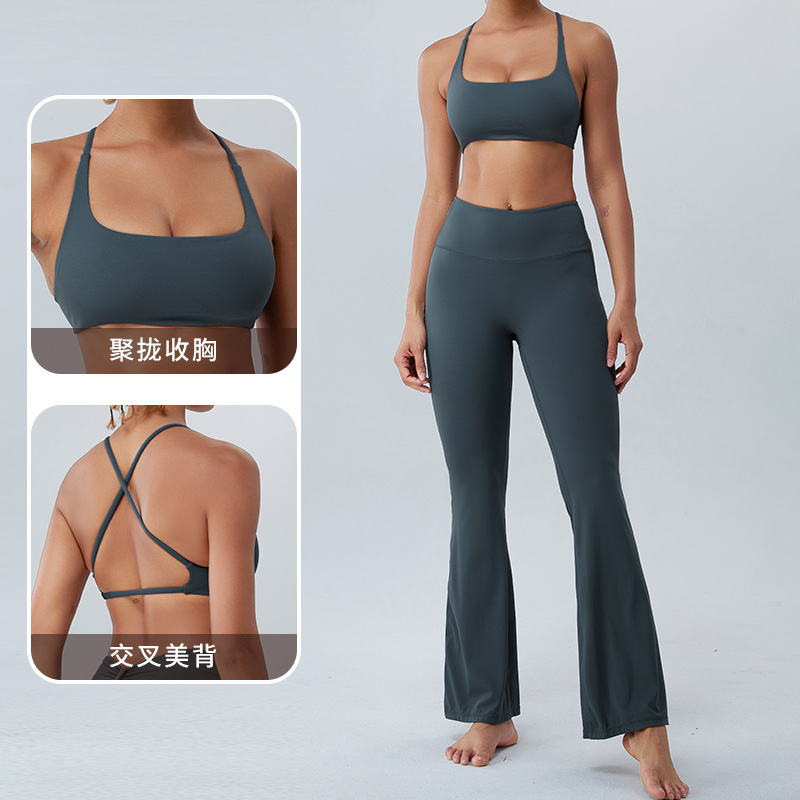 Sujetador de yoga desnudo transpirable de secado rápido europeo y americano ropa interior deportiva para mujer cabestrillo belleza espalda fitness ropa de yoga superior