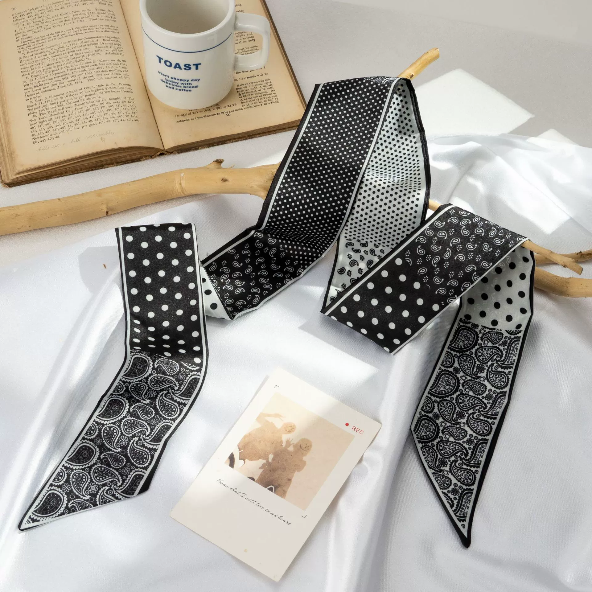 Silk Scarf Hairband (Suhang) long streamer 89×3.8 cm, lightweight gift box option