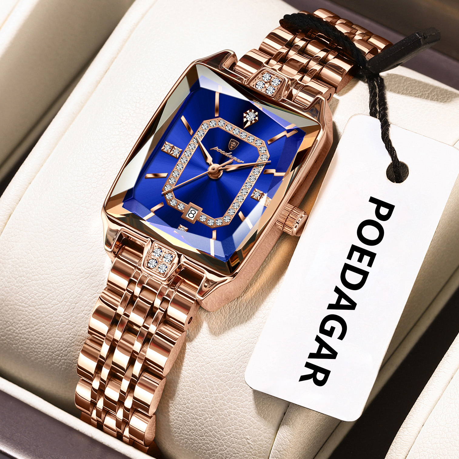 EU-785 rose gold blue-faced steel belt (EU standard)