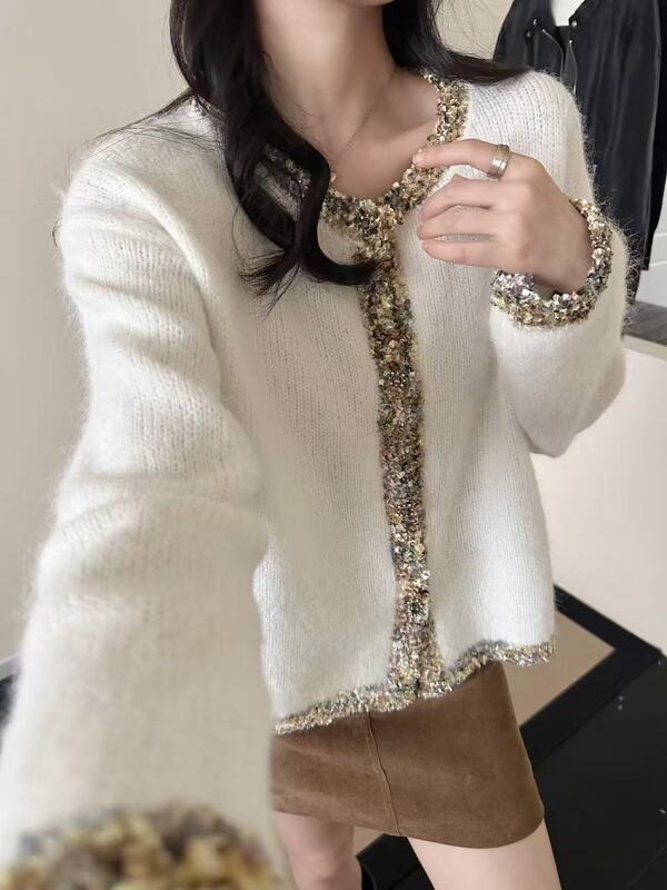 2025秋季新款毛衫巴洛克宝石扣小香风针织开衫女气质软糯羊毛女装|undefined