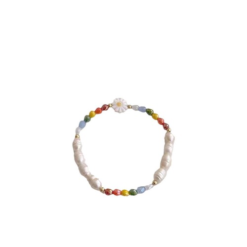 Dopamine Colorful Pearl Flower Necklace for Women - Summer  New Arrival, Light Luxury Clavicle Chain, Elegant Design, Choker Necklace