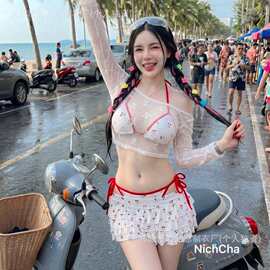2026年新款复古碎花少女分体比基尼平角裤裙性感辣妹小胸比基尼