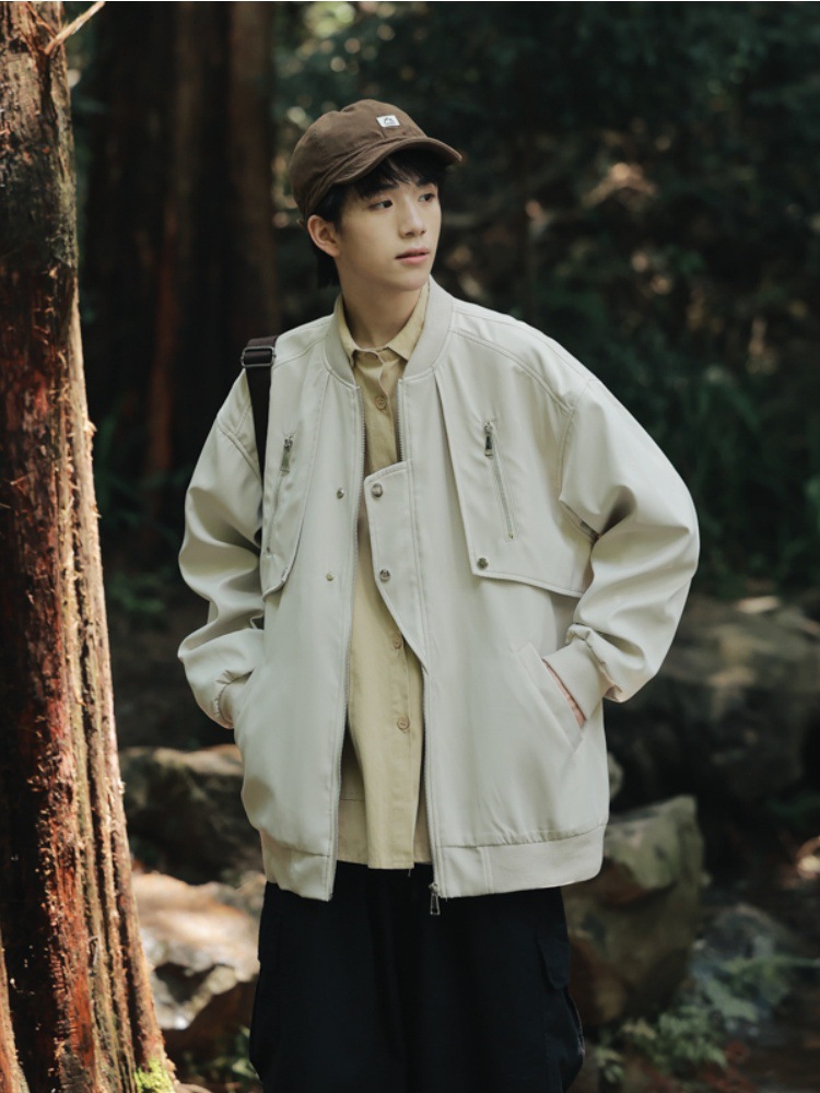 Traje de béisbol de diseño de nicho americano retro para hombres primavera y otoño nuevo estilo suelto calle alta vibe chaqueta de traje de vuelo chaqueta