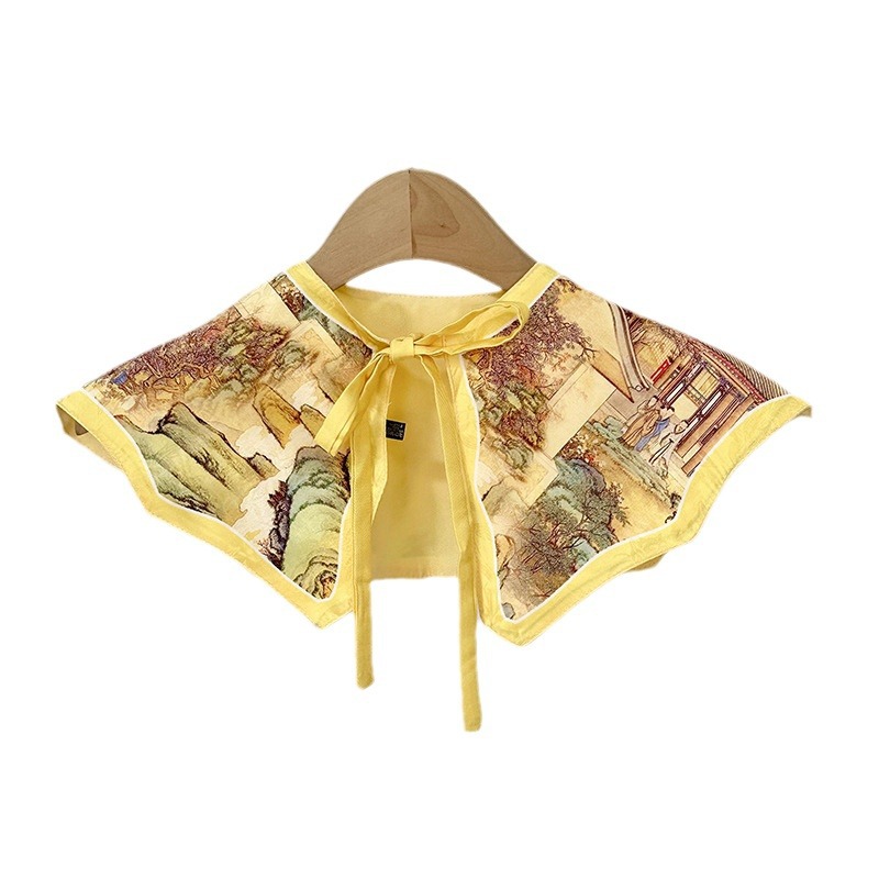 Cuello falso para niños, cuello falso de todo fósforo, cuello de hoja de loto, chal pequeño, cordones de alta calidad, chaleco pequeño de doble capa, bufanda de nube