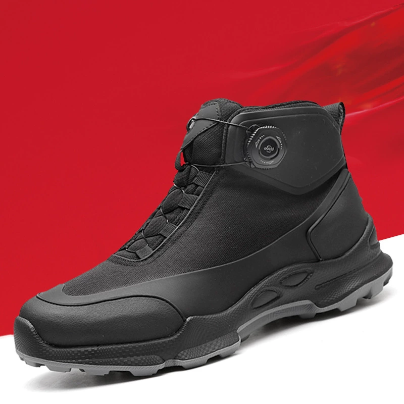 Весенне-осенние уличные походные ботинки с защитой от проколов, ботинки со средним верхом с вращающейся кнопкой, мужские противоскользящие треккинговые туфли, спортивная обувь для бега