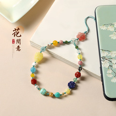 鹽源瑪瑙小桃花多寶彩色手機掛繩小清新手機掛鏈手機配飾掛繩批發