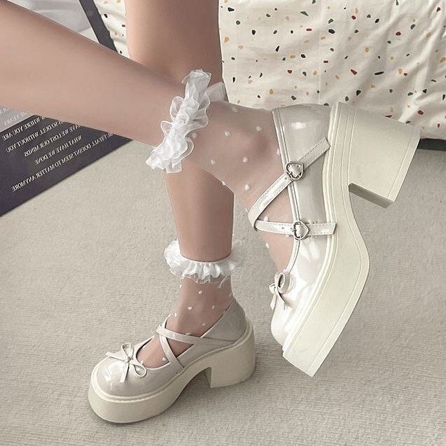 Thick-Soled Mary Jane Leather Shoes for Women 2026 New Summer French-Style Bowknot Chunky Heel Round-Toe Loafers for Women