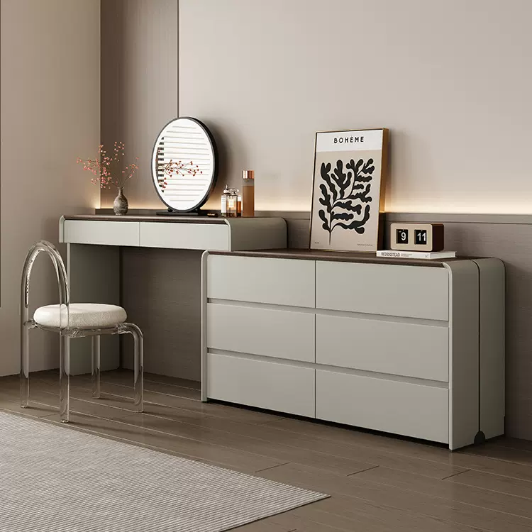 七号公寓意式极简梳妆台斗柜一体卧室简约现代2025新款床尾化妆桌