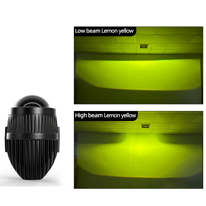 2.0 Inch automóvil doble luz LED lente de luz blanca amarillo azul limón tricolor ultra brillante lejos y cerca doble luz en uno image 9