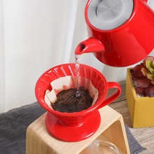 小号家用陶瓷手冲咖啡滤杯过滤漏斗锥形V60螺纹过滤器北欧风