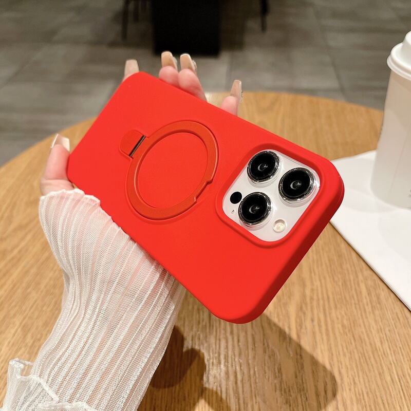 iPhone17promax対応 液体シリコン製 マグネット式スタンド付きスマホケース Apple16 大型ホール保護カバー|undefined