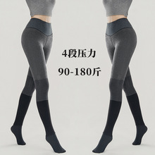 90-180斤大码前后一线裆分段压力灰色加绒棉竖条打底连裤袜女外穿