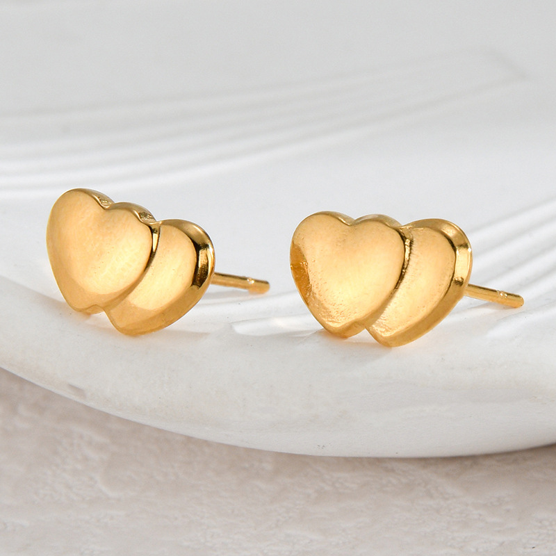 Holiday, Daily Occasion 1 Pair Casual Simple Style Streetwear Heart Shape Crown Plating 304 Stainless Steel Ear Studs