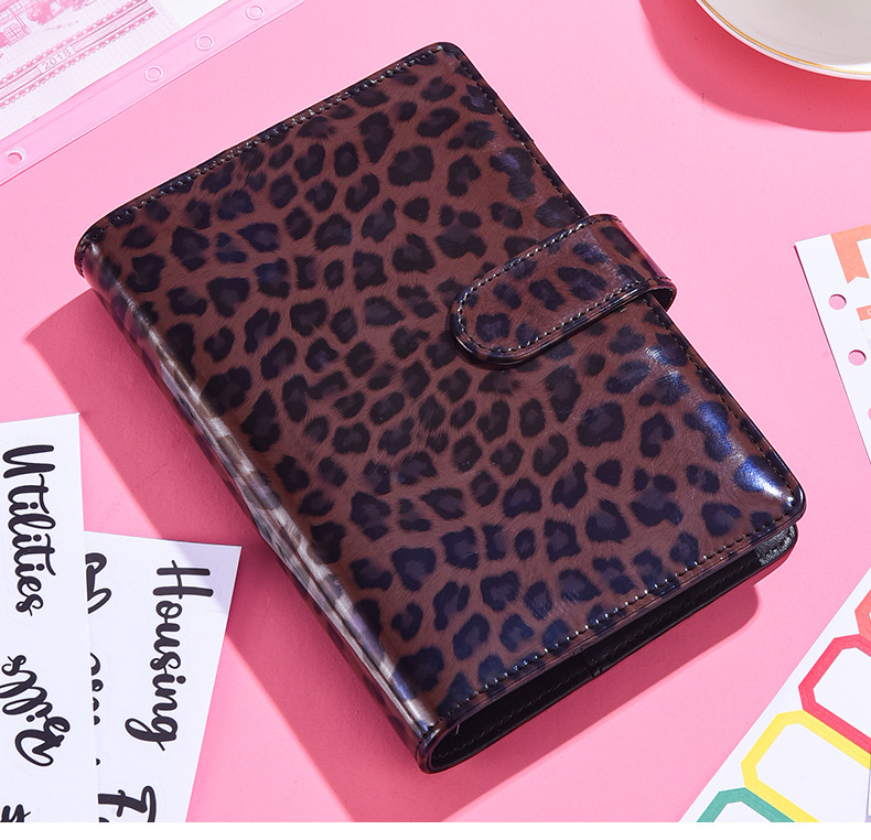 1 Set Leopard Learning School Pu Leather Retro Loose Spiral Notebook display picture 2